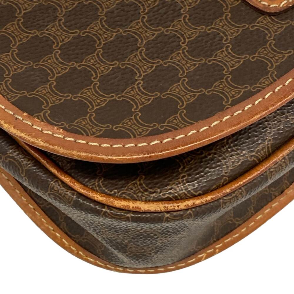 Celine Macadam Shoulder Bag Dark Brown PVC Leather - Picture 6 of 12